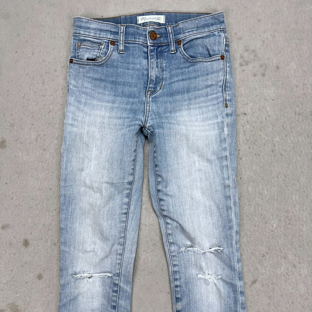 Madewell High-Riser Crop Jeans‎ Light Wash Distressed Skinny Denim Size 25